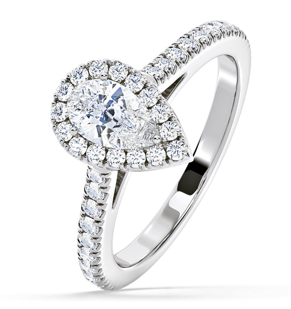 Diana Diamond Pear Halo Engagement Ring Platinum 1ct G/VS1